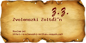 Zvolenszki Zoltán névjegykártya
